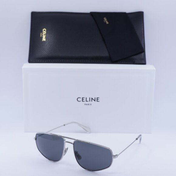 Celine CL40083U 16A Aviator Sunglasses – Palladium/Smoke - Picture 5 of 11